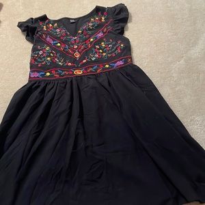 black floral knitted dress